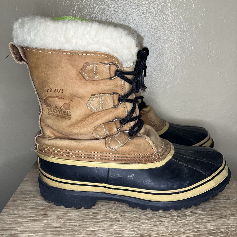 Sorel Caribou Winter Boots Men's Size 9 Waterproof Virgin Wool Insulated Kaufman